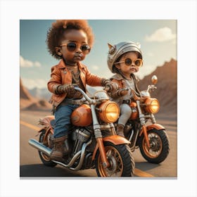 Two Kids On Motorcycles 1 Canvas Print