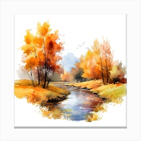 Watercolor Autumn Landscape 4 Canvas Print