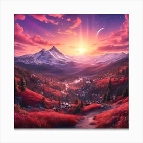 Sunset In The Mountains Canvas Print