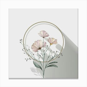 Watercolor Flowers In A Circle Canvas Print