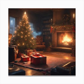 Christmas Tree In The Living Room 25 Canvas Print