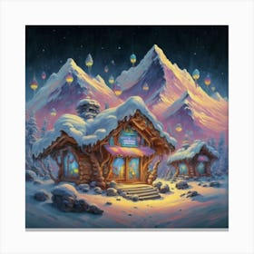 Mountain village snow wooden 6 20 Canvas Print