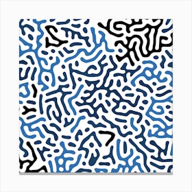 Organic Digital Shapes Blue Square Canvas Print