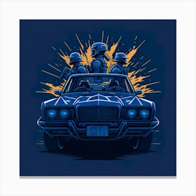 Car Blue Artwork Of Graphic Design Flat (91) Canvas Print