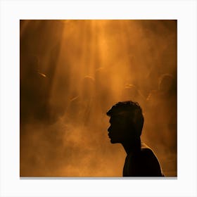 Silhouette Of A Man In The Sun Canvas Print