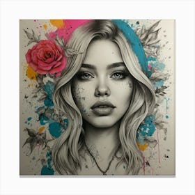 Girl With Roses Canvas Print