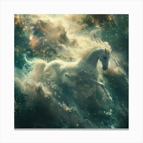 White Horse In Space Canvas Print