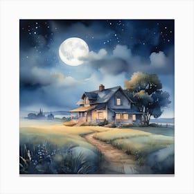 House At Night Canvas Print