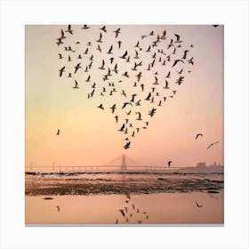 Birds Make A Heart Canvas Print