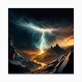 Impressive Lightning Strikes In A Strong Storm 12 Canvas Print