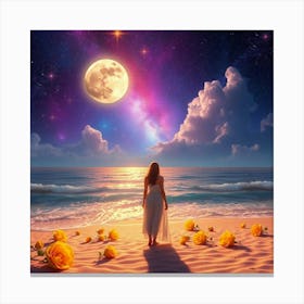 Dreaming Girl On The Beach Canvas Print