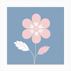 A White And Pink Flower In Minimalist Style Square Composition 76 Canvas Print