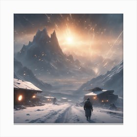 Snowy Mountain Scene Canvas Print