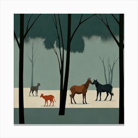 Horses In The Woods Canvas Print