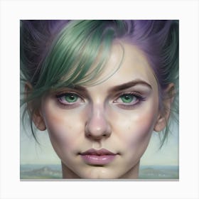 Sexy Girl With Purple Hair Canvas Print