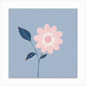 A White And Pink Flower In Minimalist Style Square Composition 160 Canvas Print