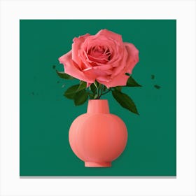 Pink Rose In A Vase Canvas Print