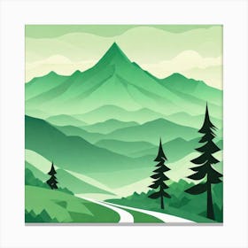 Misty mountains background in green tone 194 Canvas Print