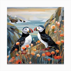 Bird In Nature Puffin 3 Canvas Print