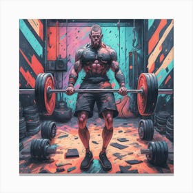 Motivational Picture Of Weightlift - Huge Man - Big Man Weightlifting - Iron Man working out Canvas Print