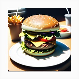 Hamburger On A Plate 28 Canvas Print