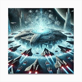 A Futuristic Sci Fi Scene Depicting The Frostbite Canvas Print