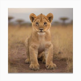 Lion baby in the Savannah 1 Canvas Print
