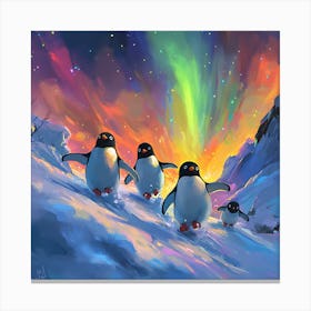 Penguins In The Snow 4 Canvas Print