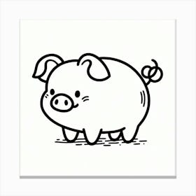 Line Art pig 1 Canvas Print