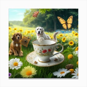 Teacups And Butterflies Canvas Print