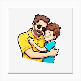 Father And Son Hugging Canvas Print