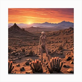 Sunrise Desert Walk Cubism Style Canvas Print