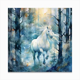 White Horse In The Woods Canvas Print