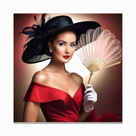 Victorian Woman With Fan 1 Canvas Print