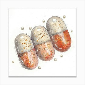 Three Pills With Small Pearls Canvas Print