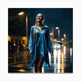 Beautiful Young Woman In The Rain Canvas Print