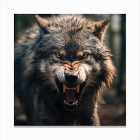 Wolf In The Woods 5 Canvas Print