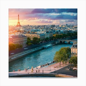 Paris At Sunset Canvas Print