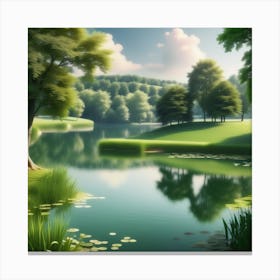 Lake In The Countryside Canvas Print