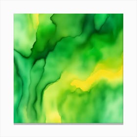 Beautiful green yellow abstract background. Drawn, hand-painted aquarelle. Wet watercolor pattern. Artistic background with copy space for design. Vivid web banner. Liquid, flow, fluid effect. Canvas Print