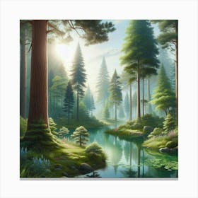 Lake In The Forest 4 Canvas Print