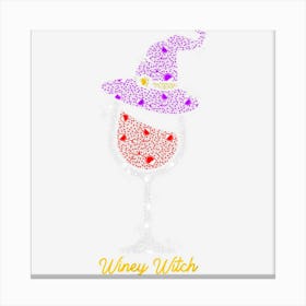 Winey Witch Funny Women Party Halloween Glass Alcohol Canvas Print