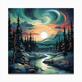 Winter Landscape Painting for Christmas Canvas Print