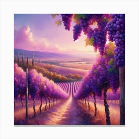 Purple Vineyard At Sunset 2 Canvas Print