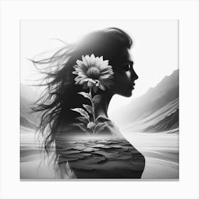 Silhouette of a beautiful woman 1 Canvas Print