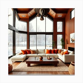 Living Room With Fireplace 1 Canvas Print