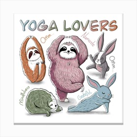 Yoga Lovers Funny Animal Characters Canvas Print