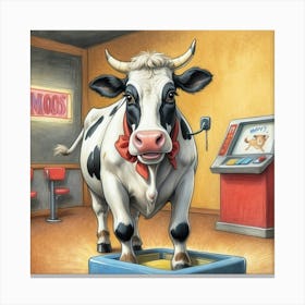 Cow In A Box 4 Canvas Print