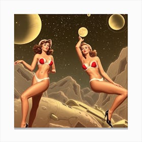 Pinup Girls In Space 2 Canvas Print