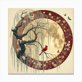 Willow Tree And Moon Canvas Print